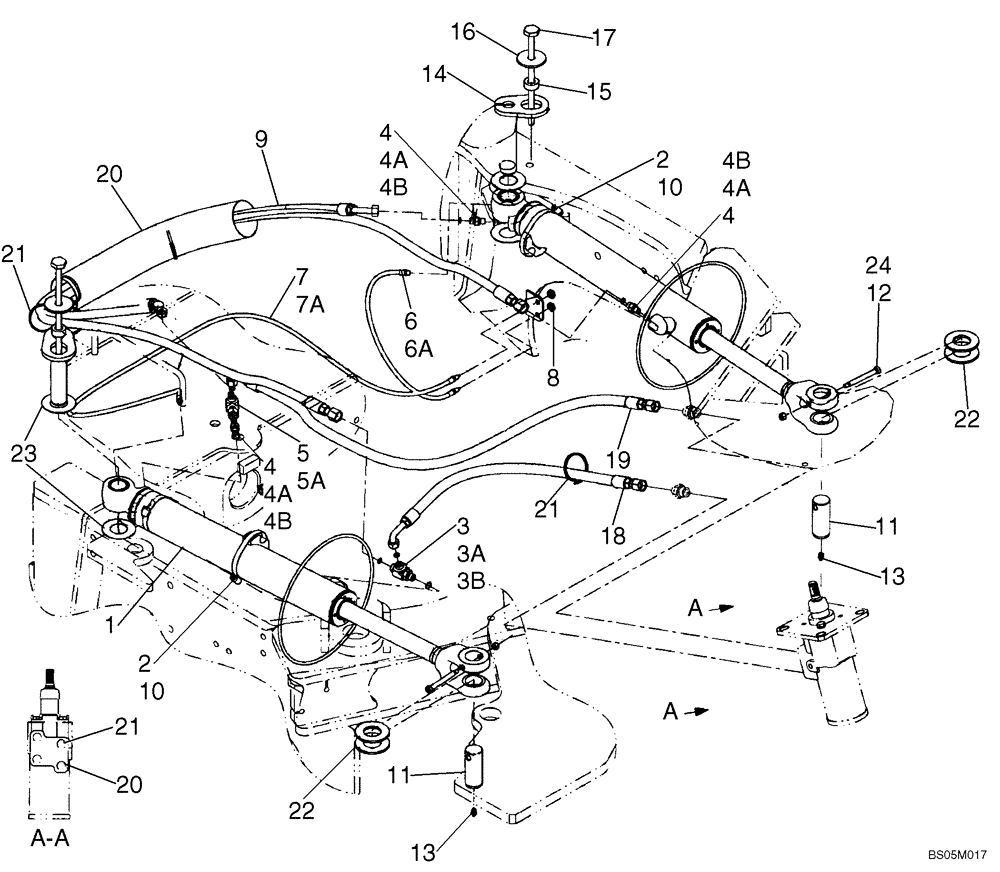 Схема запчастей Case 621D - (05-05A) - HYDRAULICS - STEERING - CYLINDER - IF USED (05) - STEERING