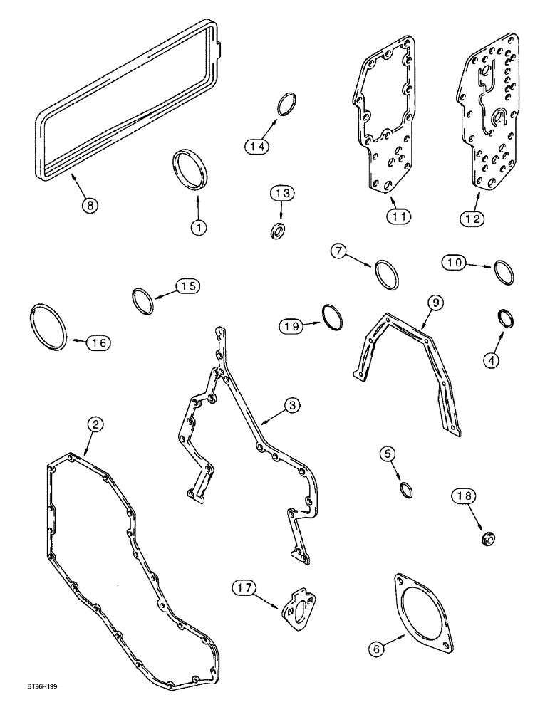 Схема запчастей Case 9010B - (2-104) - ENGINE GASKET KITS, 4TA-390 EMISSIONS CERTIFIED ENGINE, P.I.N. DAC01#2001 AND AFTER, CYLINDER BLOCK (02) - ENGINE