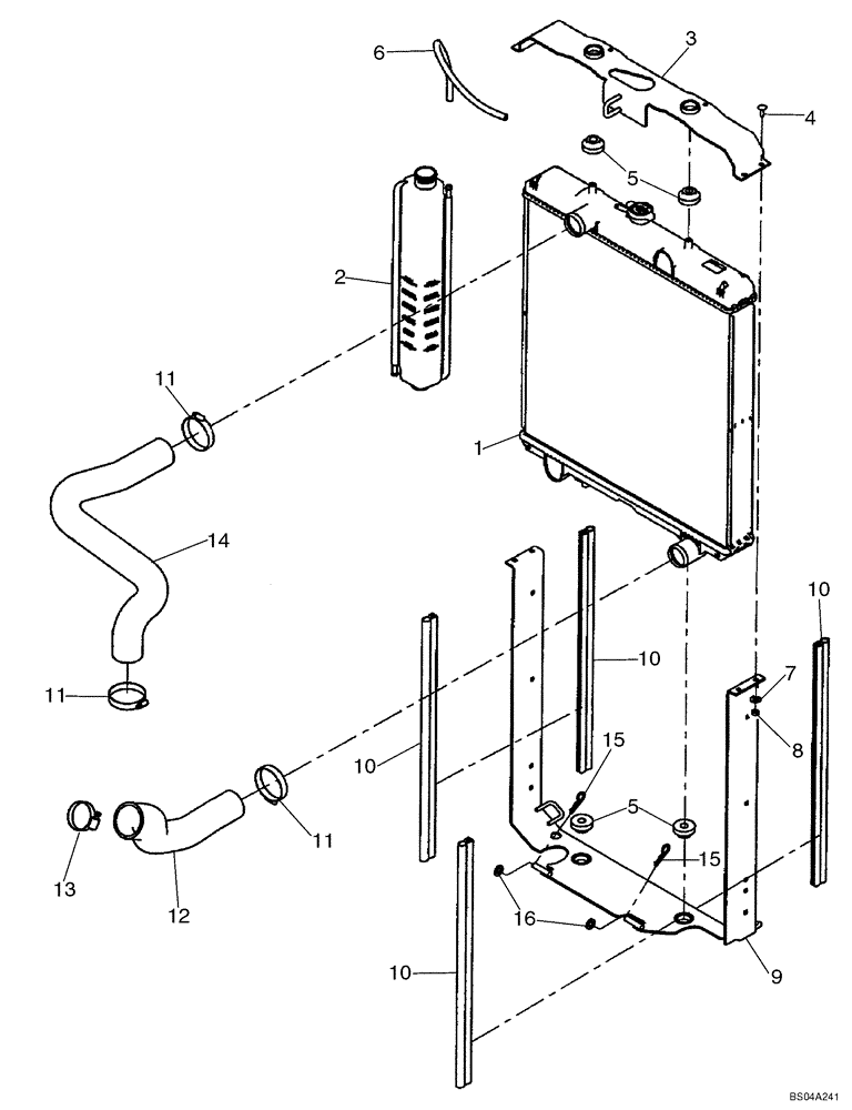 Схема запчастей Case 465 - (02-01) - RADIATOR - COOLANT RECOVERY SYSTEM (02) - ENGINE