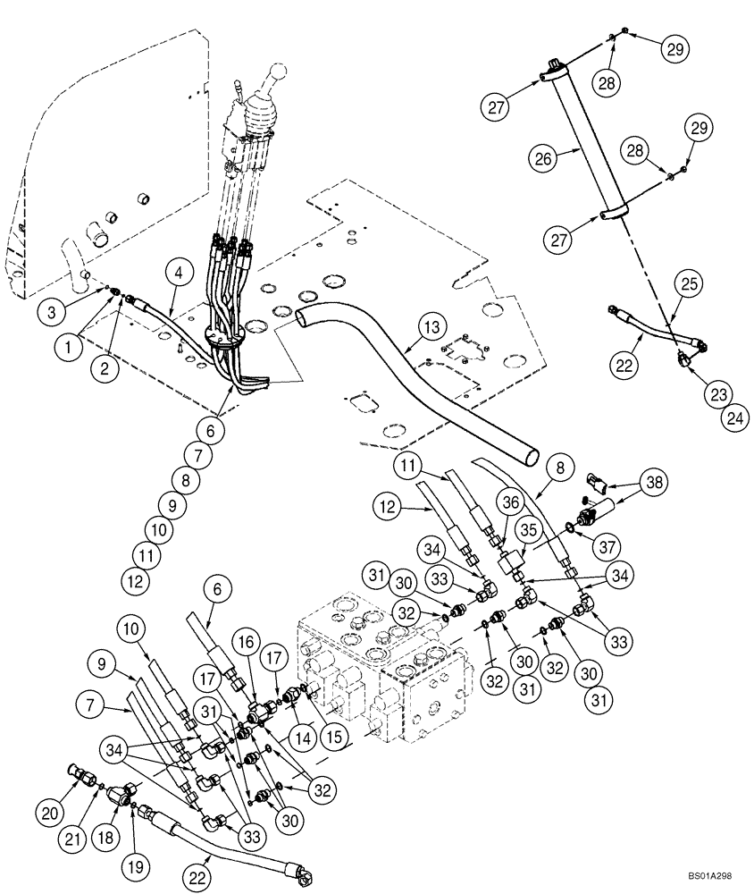 Схема запчастей Case 621D - (08-18) - HYDRAULICS - LOADER CONTROL, REMOTE (08) - HYDRAULICS