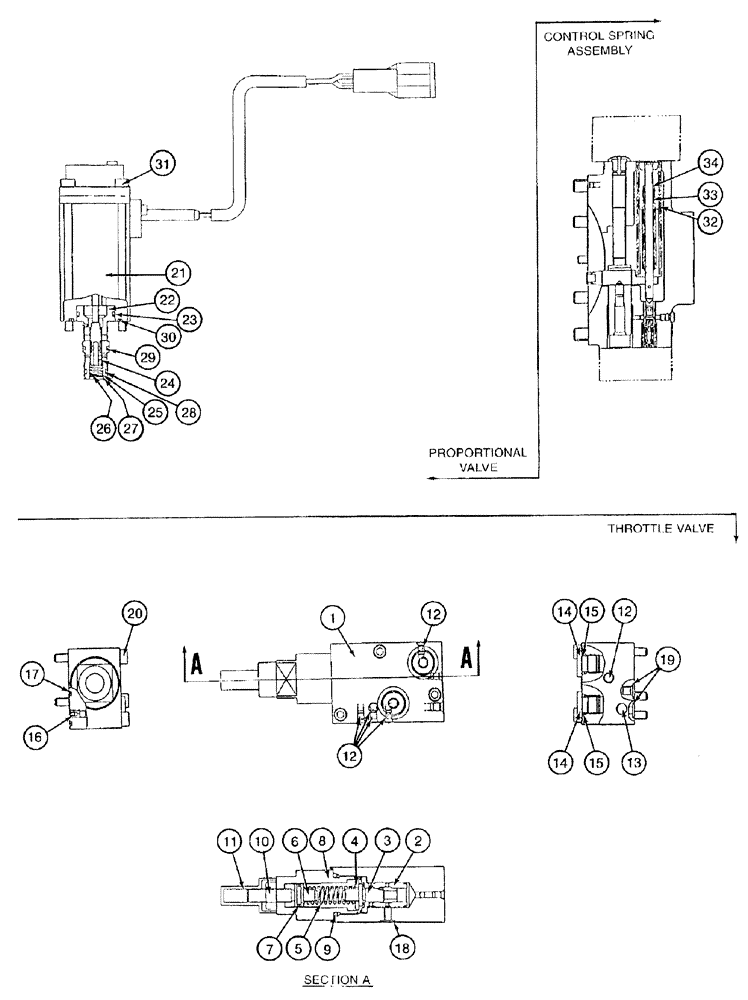 Схема запчастей Case 9050B - (8-146) - HYDRAULIC PUMP, THROTTLE VALVE, PROPORTIONAL VALVE & CONTROL SPRING ASSY,CONTROL SPRING ASSY (08) - HYDRAULICS