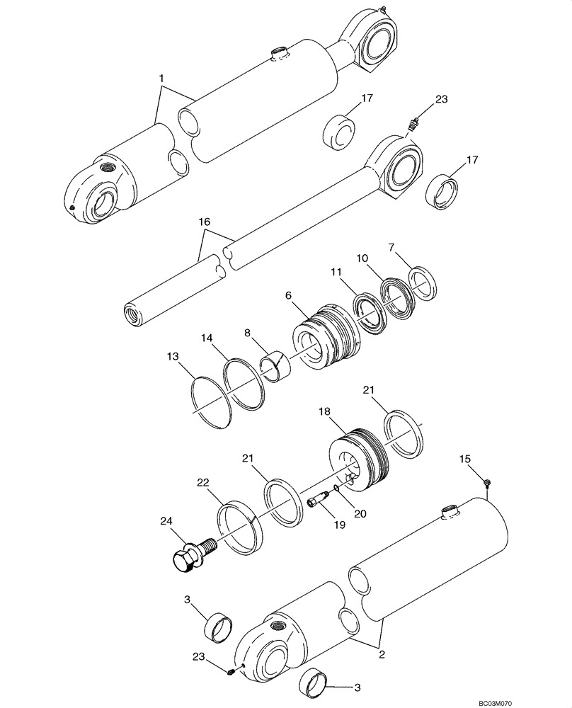 Схема запчастей Case 590SM - (08-67) - CYLINDER ASSY - BACKHOE BOOM (08) - HYDRAULICS