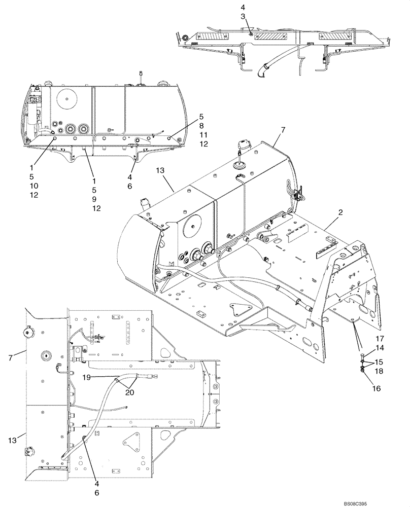 Схема запчастей Case 750K - (09-09A) - MOUNTING - FUEL TANK/HYDRAULIC RESERVOIR (IF USED) (09) - CHASSIS/ATTACHMENTS