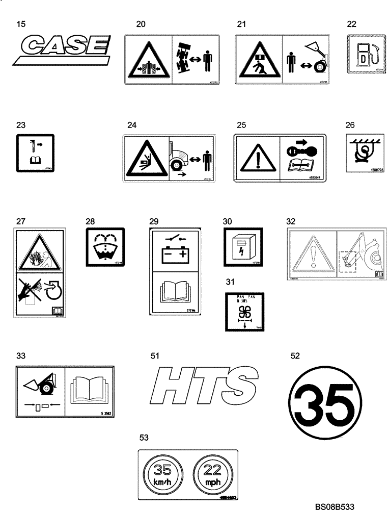 Схема запчастей Case 321E - (91.014[6559868000]) - DECALS CASE (EUROPE) HTS 1 OF 2 (90) - PLATFORM, CAB, BODYWORK AND DECALS