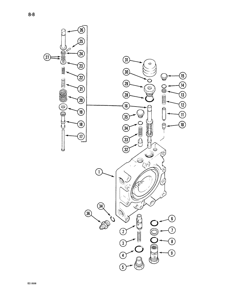 Схема запчастей Case 380B - (8-08) - HYDRAULIC POWER SUPPLY - MULTIPLE CONTROL VALVE (08) - HYDRAULICS