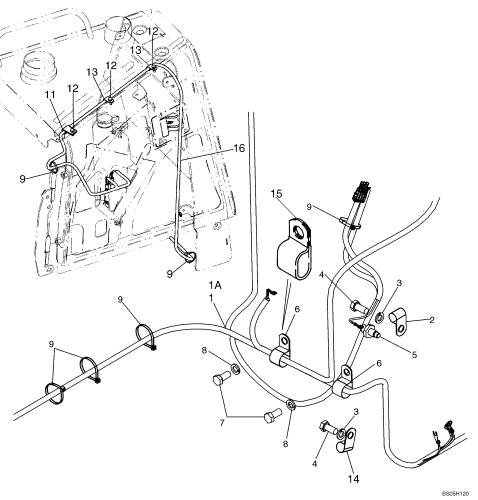 Схема запчастей Case 650K - (04-10) - HARNESS, ENGINE (LEFT-HAND SIDE AND REAR) (04) - ELECTRICAL SYSTEMS