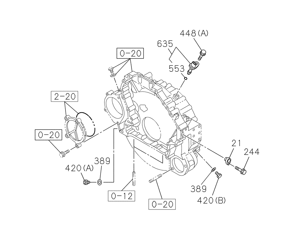 Схема запчастей Case CX250C - (02-029[00]) - ENGINE FLYWHEEL HOUSING (02) - ENGINE