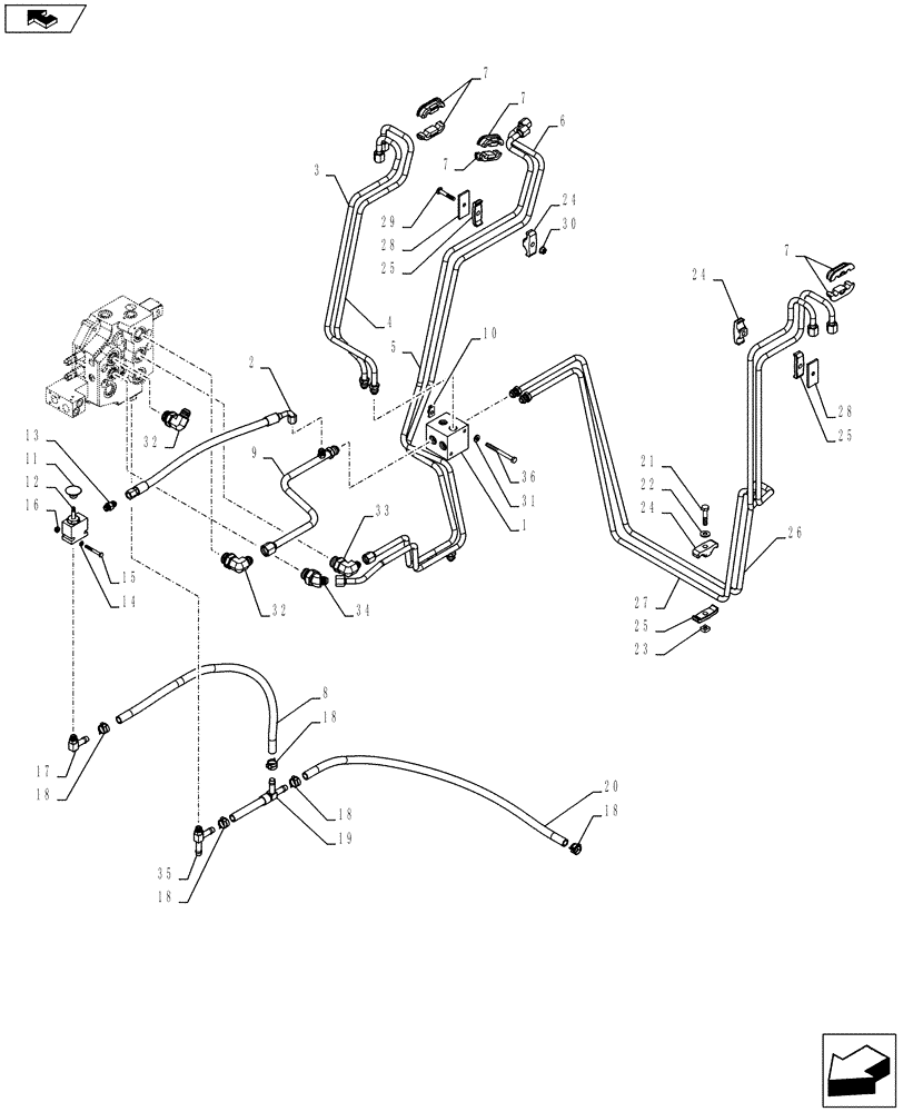 Схема запчастей Case SR220 - (35.701.AX[01]) - LOADER VALVE PLUMBING (SR220,SR250,TR320) (35) - HYDRAULIC SYSTEMS