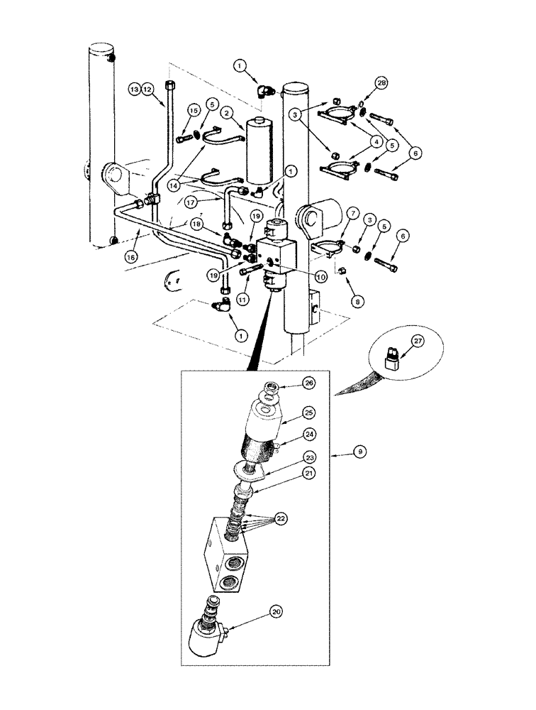 Схема запчастей Case 865 DHP - (8-028) - BLADE HYDRAULIC CIRCUIT - LIFTING ACCUMULATOR (OPTIONAL) (08) - HYDRAULICS