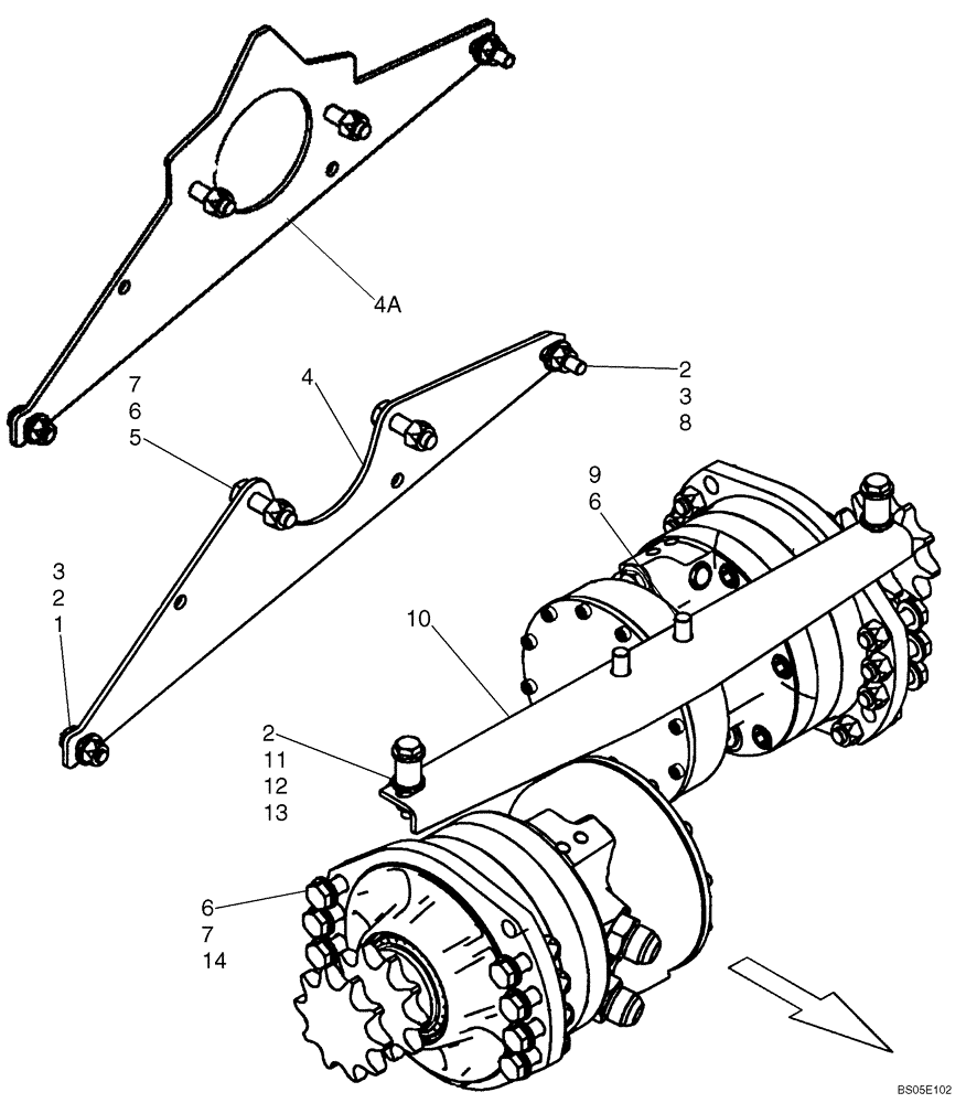 Схема запчастей Case 410 - (06-08A) - MOTOR - MOUNTING (REXROTH) (06) - POWER TRAIN