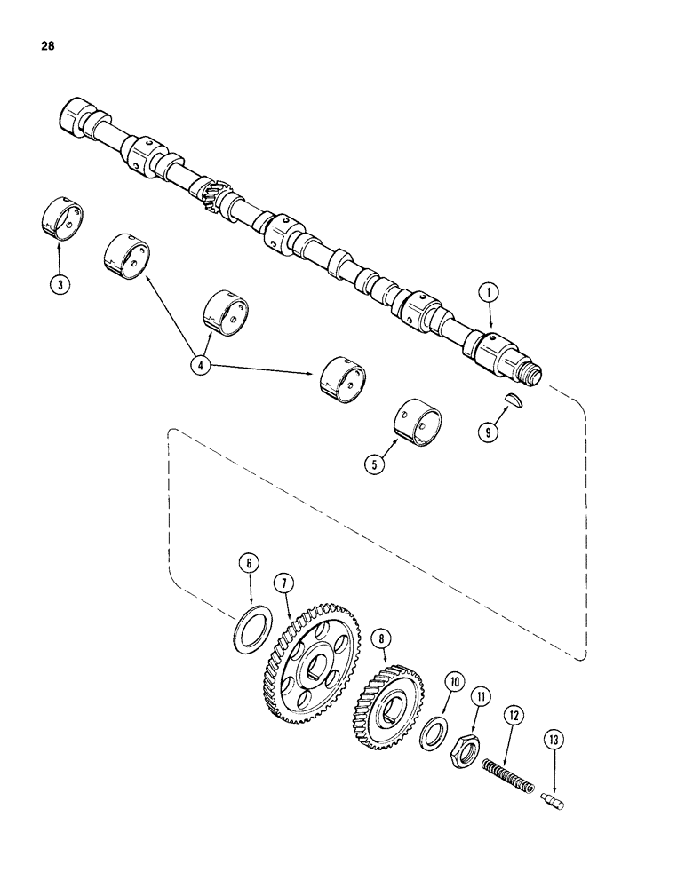 Схема запчастей Case 1150D - (028) - CAMSHAFT, 504BD AND 504BDT DIESEL ENGINES (02) - ENGINE