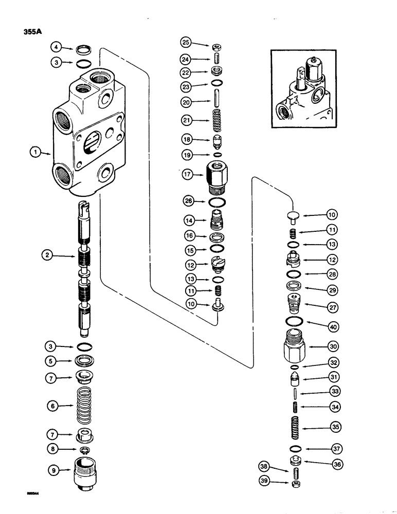 Схема запчастей Case 580SD - (355A) - BACKHOE CONTROL VALVE, BOOM SECTION, NOT USED ON SUPER D MODELS (08) - HYDRAULICS