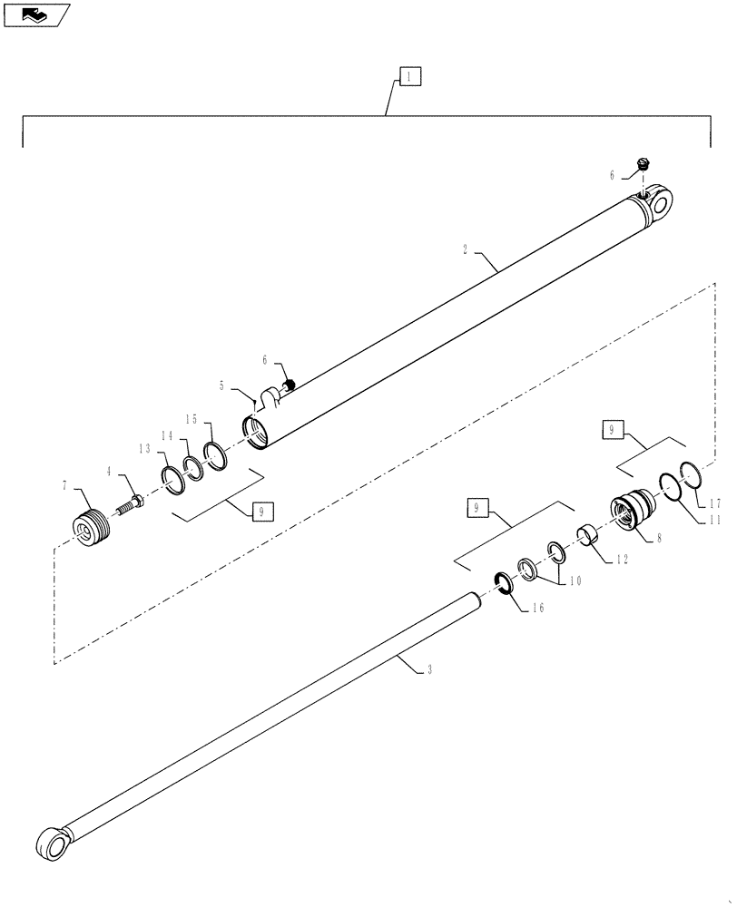 Схема запчастей Case 590SN - (35.740.02[03]) - CYLINDER - BACKHOE EXTENDABLE DIPPER (590SN) (35) - HYDRAULIC SYSTEMS