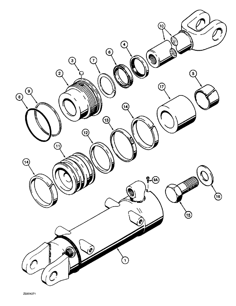 Схема запчастей Case 1150E - (8-072) - G105458 DOZER TILT AND PITCH CYLINDERS, ANGLE TILT PITCH DOZER MODELS (08) - HYDRAULICS