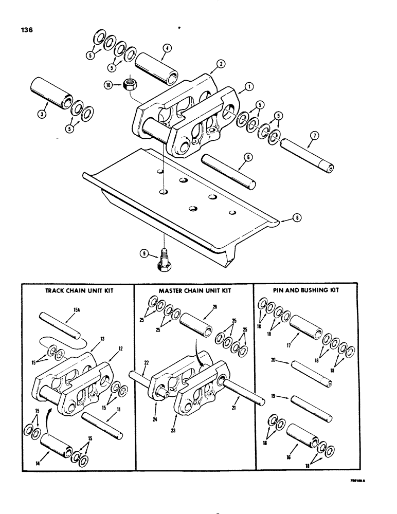 Схема запчастей Case 455B - (136) - TRACK CHAINS (04) - UNDERCARRIAGE