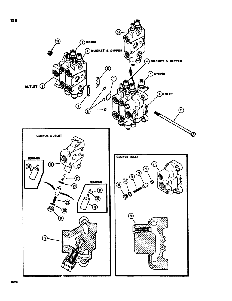 Схема запчастей Case 35 - (198) - CASE BACKHOE CONTROL VALVES 