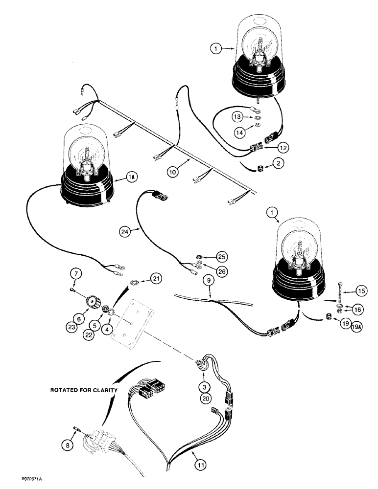 Схема запчастей Case 580SK - (4-54) - ROTATING BEACON AND CIRCUIT (04) - ELECTRICAL SYSTEMS