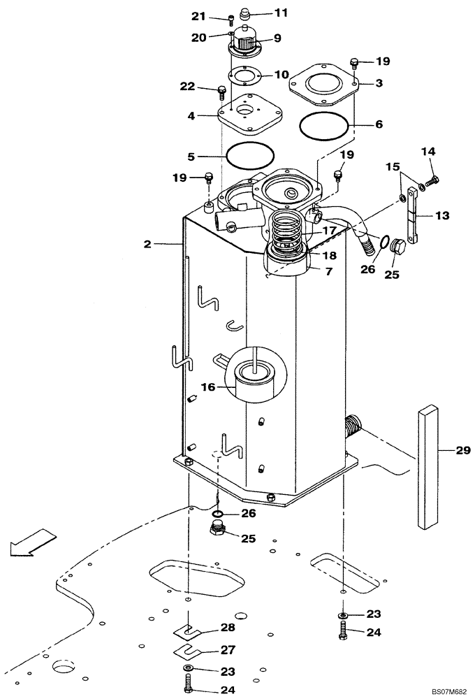 Схема запчастей Case CX80 - (08-01) - HYDRAULIC RESERVOIR (08) - HYDRAULICS