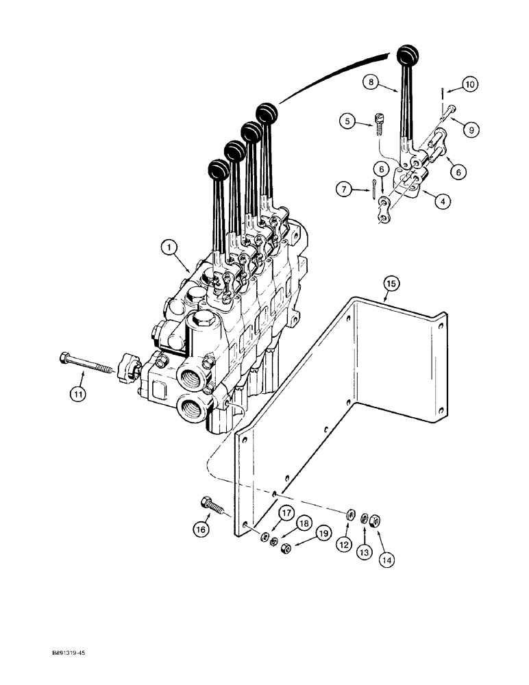 Схема запчастей Case 480F - (9-068) - THREE-POINT HITCH CONTROLS (09) - CHASSIS/ATTACHMENTS