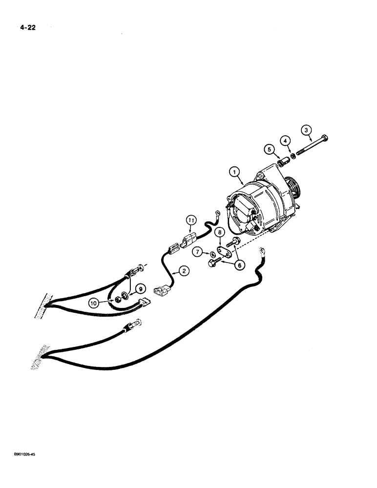 Схема запчастей Case 550 - (4-22) - ALTERNATOR MOUNTING AND ELECTRICAL CONNECTION (04) - ELECTRICAL SYSTEMS