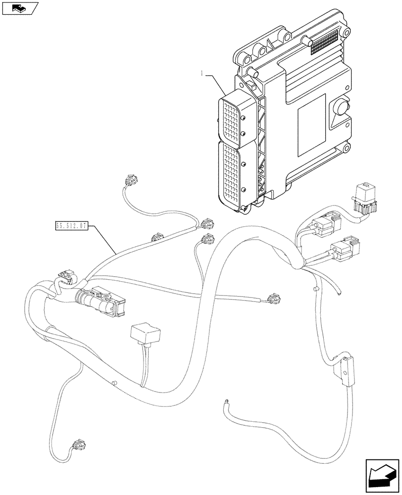 Схема запчастей Case 580SN WT - (55.015.01) - ECU (55) - ELECTRICAL SYSTEMS