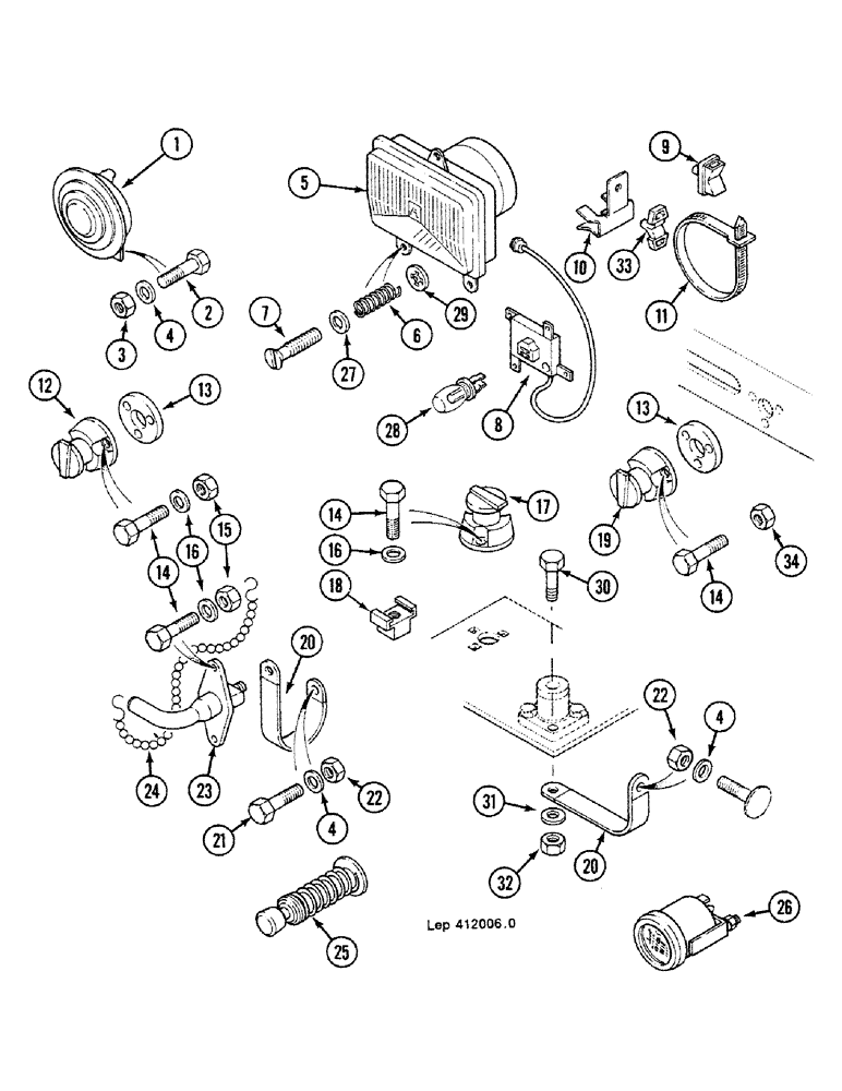 Схема запчастей Case 688C - (4-40) - UPPERSTRUCTURE ELECTRIC ACCESSORIES (06) - ELECTRICAL SYSTEMS