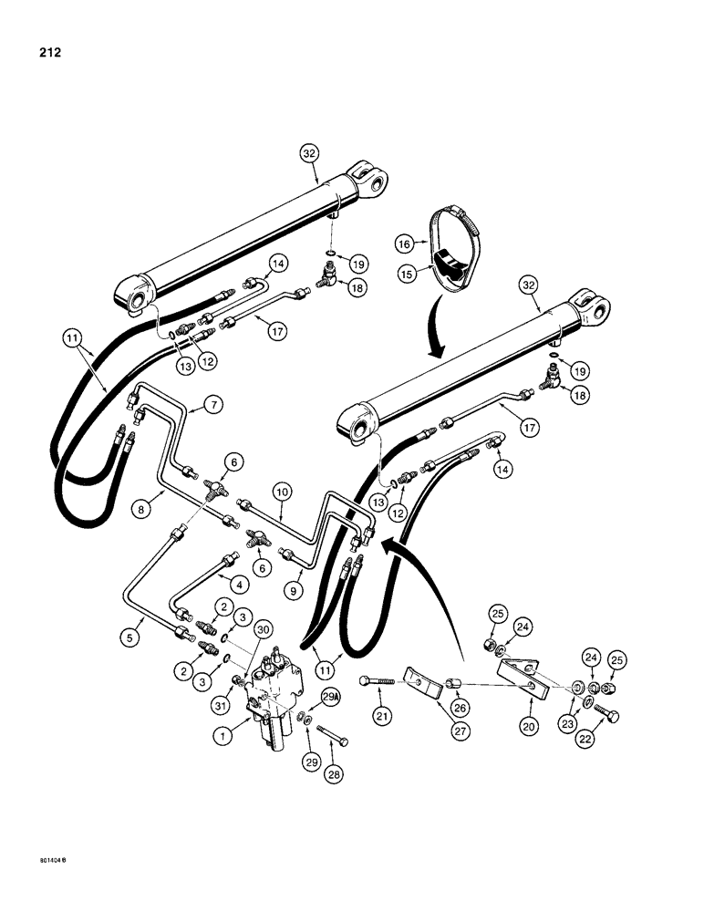 Схема запчастей Case 680H - (212) - LOADER LIFT CYLINDER HYDRAULIC CIRCUIT (08) - HYDRAULICS