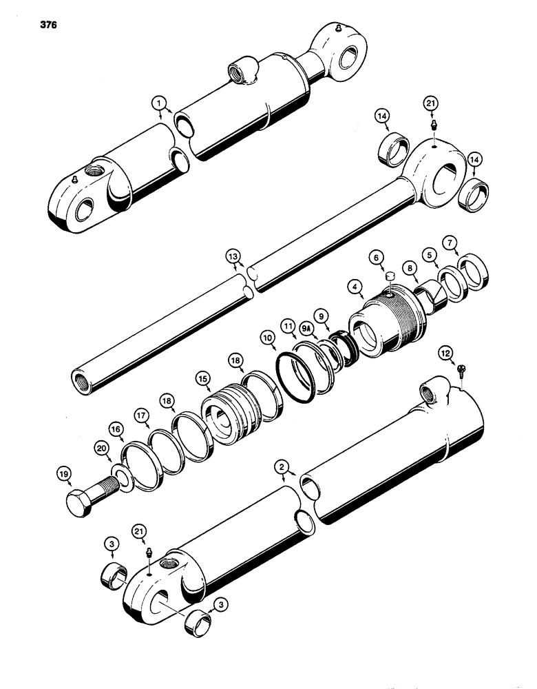 Схема запчастей Case 480D - (376) - G102835 BACKHOE BOOM CYLINDER, 480D MODELS ONLY (35) - HYDRAULIC SYSTEMS