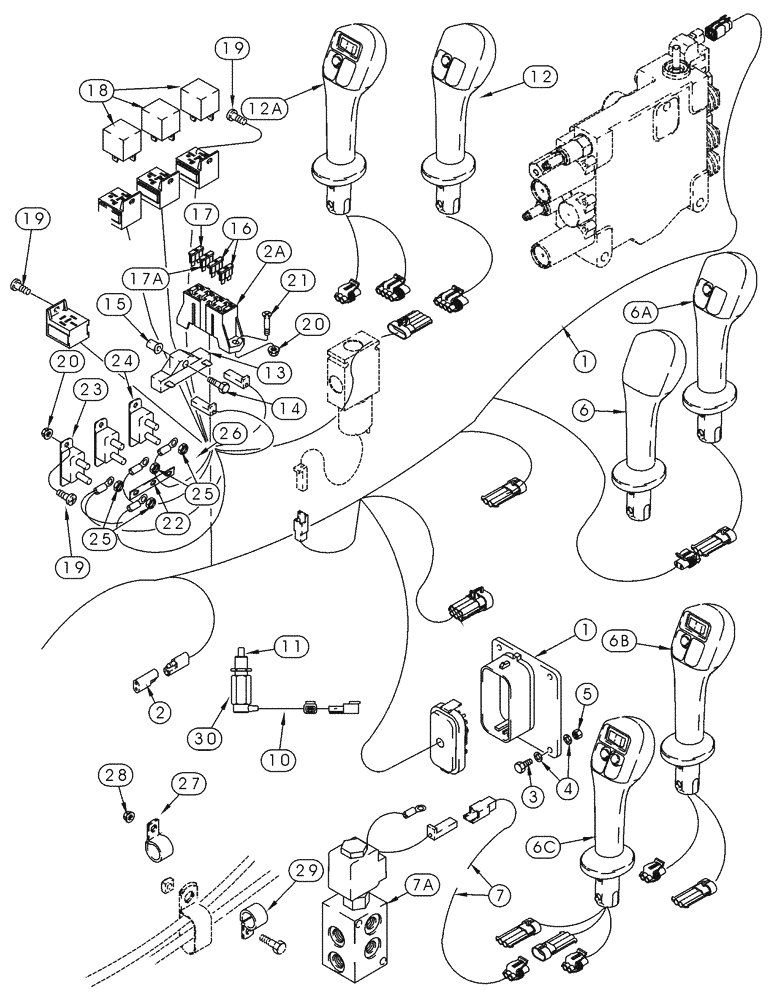 Схема запчастей Case 85XT - (04-09) - HARNESS CHASSIS, FRONT, NORTH AMERICAN MODELS JAF0352234-, EUROPEAN MODELS JAF0352715- (04) - ELECTRICAL SYSTEMS