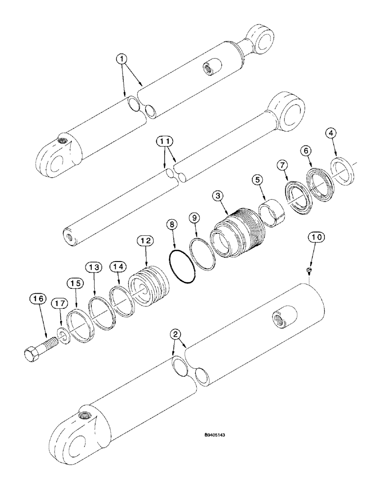 Схема запчастей Case 570LXT - (8-154) - BACKHOE DIPPER EXTENSION CYLINDER (08) - HYDRAULICS