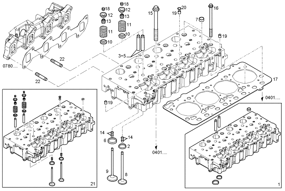 Схема запчастей Case F5CE9454G A001 - (0610.021) - CYLINDER HEAD (10) - ENGINE