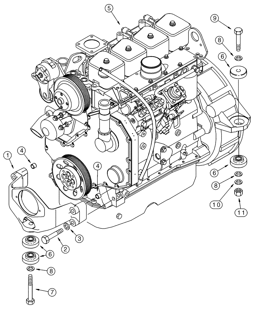 Схема запчастей Case 75XT - (02-08) - ENGINE - MOUNTING (02) - ENGINE