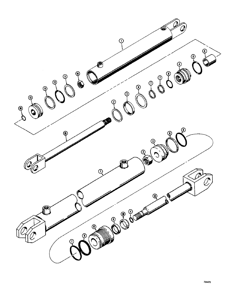 Схема запчастей Case 1500-SERIES - (144) - T40865 GRAPPLE CYLINDER (35) - HYDRAULIC SYSTEMS