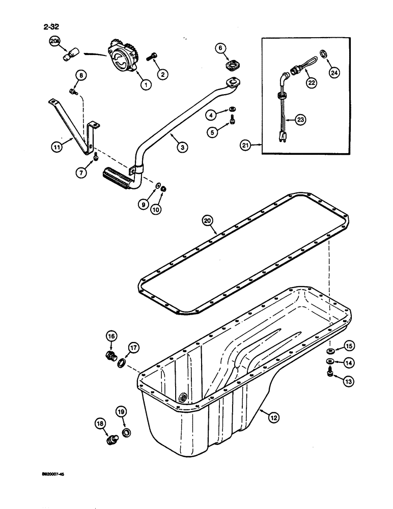 Схема запчастей Case 1187C - (2-32) - OIL PUMP AND OIL PAN, 6T-830 ENGINE (02) - ENGINE