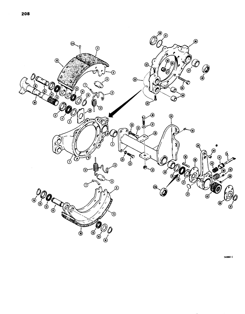 Схема запчастей Case 680E - (208) - L70686 REAR AXLE, REAR BRAKES AND ADJUSTERS, FIND ROCKWELL (27) - REAR AXLE SYSTEM