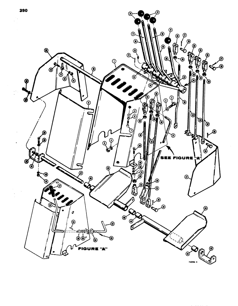 Схема запчастей Case 680E - (390) - BACKHOE CONTROLS WITH FOOT SWING (84) - BOOMS, DIPPERS & BUCKETS