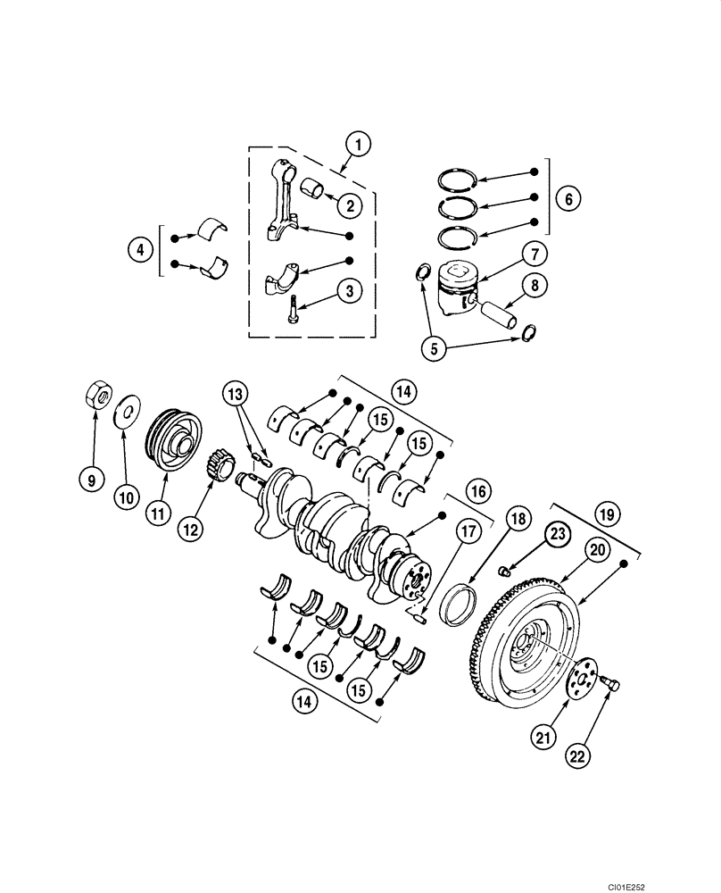 Схема запчастей Case CX135SR - (02-27) - CRANKSHAFT - FLYWHEEL (02) - ENGINE