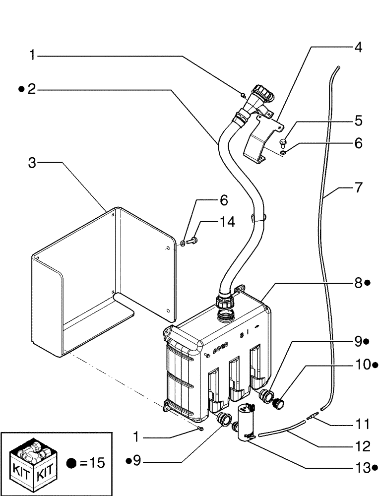 Схема запчастей Case 845B - (09-49[02]) - CAB, WATER RESERVOIR (09) - CHASSIS/ATTACHMENTS