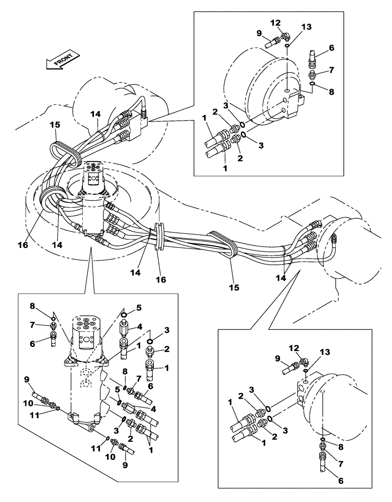 Схема запчастей Case CX470C - (07-001-01[02]) - HYDRAULIC CIRCUIT UNDERCARRIAGE - RETRACTABLE (07) - HYDRAULIC SYSTEM