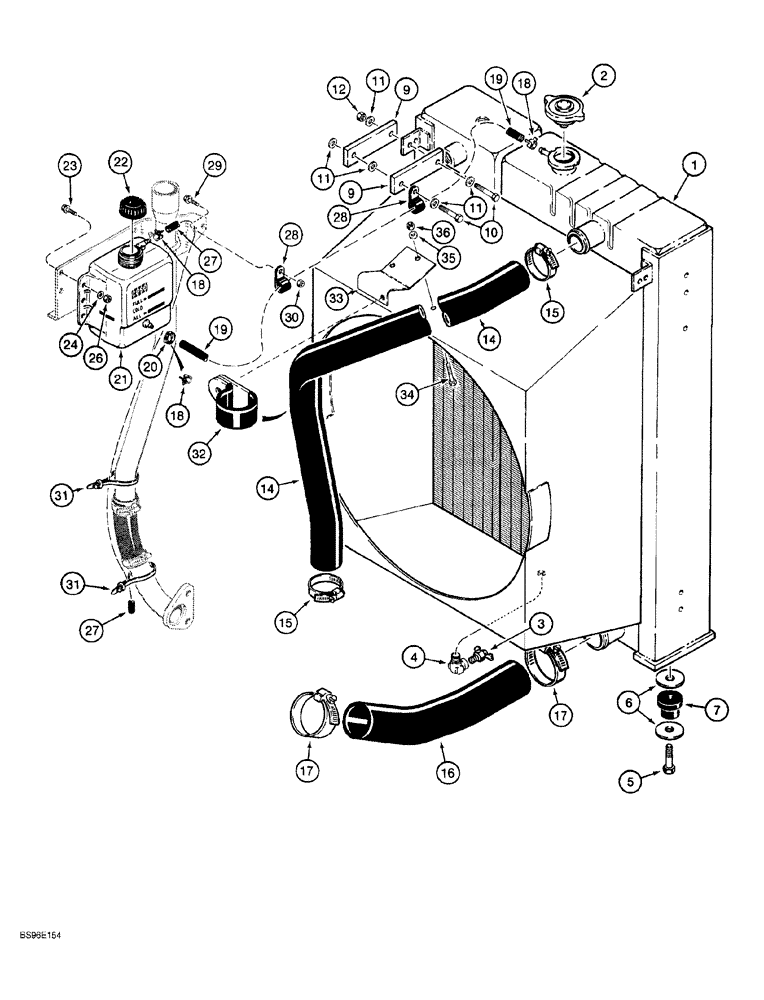 Схема запчастей Case 650G - (2-06) - RADIATOR, HOSES, AND COOLANT RESERVOIR (02) - ENGINE