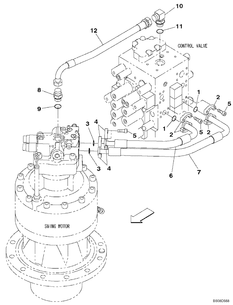 Схема запчастей Case CX350B - (08-14) - HYDRAULICS - SWING (08) - HYDRAULICS