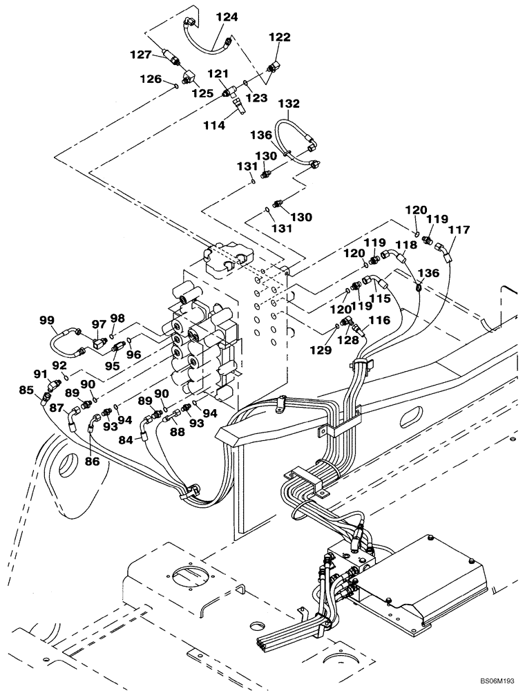 Схема запчастей Case CX290B - (08-18) - PILOT CONTROL LINES, CONTROL VALVE - STANDARD (08) - HYDRAULICS