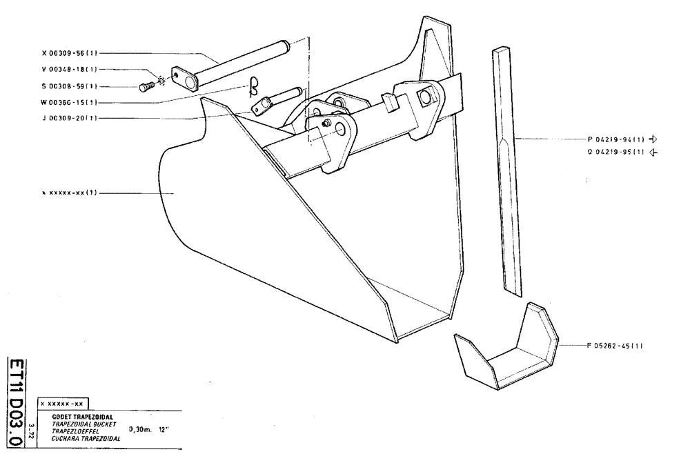 Схема запчастей Case TY45 - (ET11 D03.0) - REAPEZOIDAL BUCKET - 0,30 M (12") (19) - BUCKETS