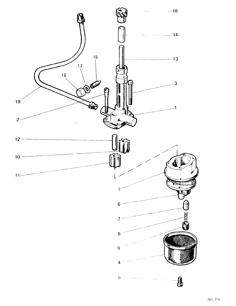 Схема запчастей Case 580F - (026) - ENGINE OIL PUMP (10) - ENGINE