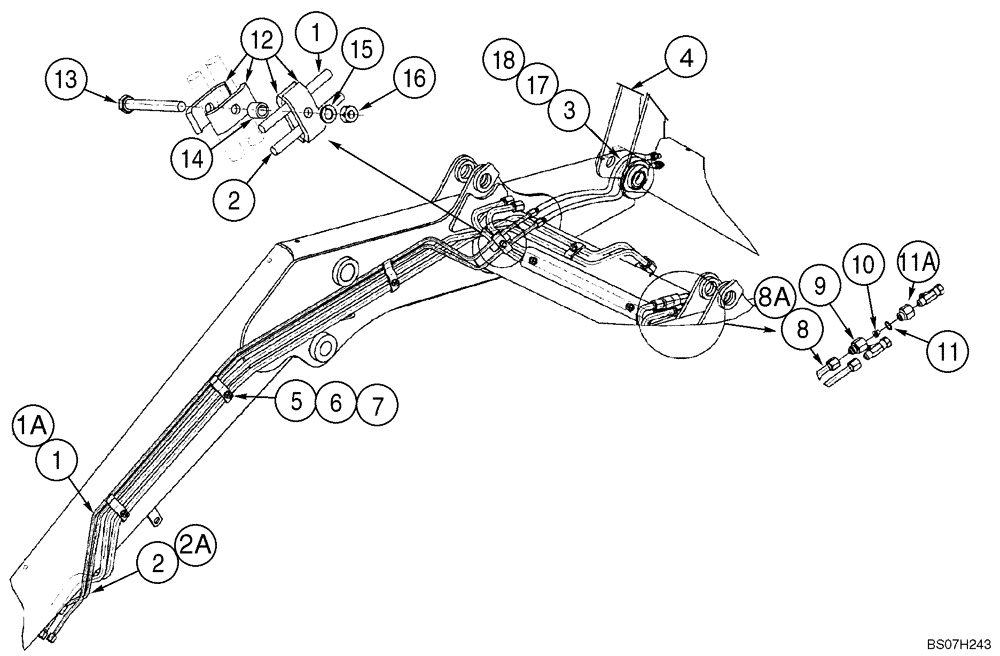 Схема запчастей Case 590SM - (08-27) - HYDRAULICS - COUPLER, LOADER TOOL QUICK, AT LOADER LIFT FRAME (08) - HYDRAULICS