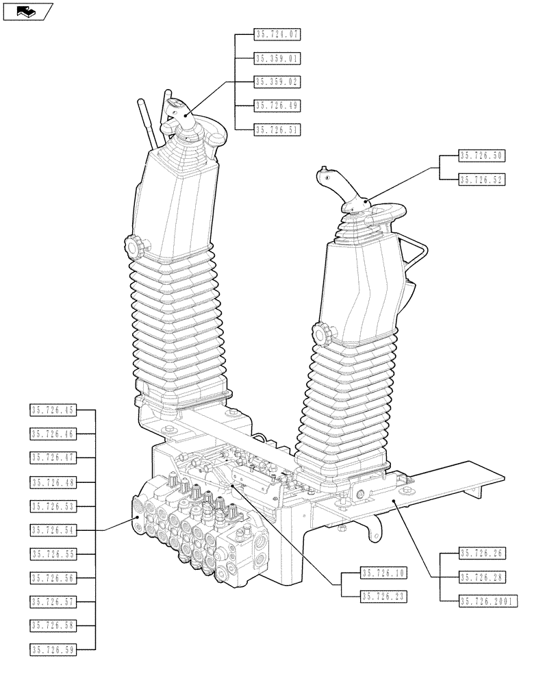 Схема запчастей Case 590SN - (00.000.35[04]) - PICTORIAL INDEX - HYDRAULIC SYSTEM (00) - GENERAL & PICTORIAL INDEX