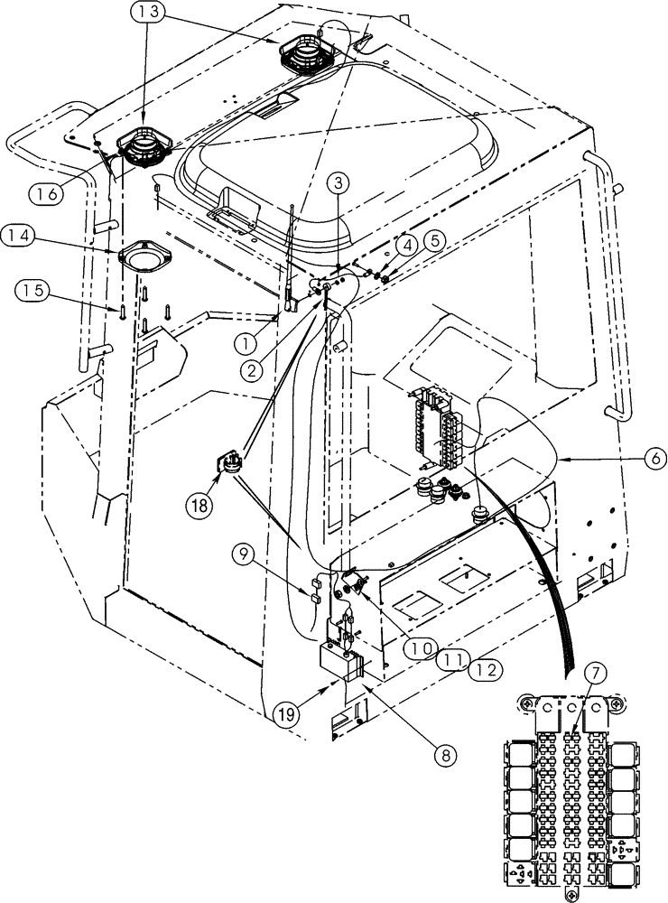 Схема запчастей Case 621C - (04-104) - RADIO MOUNTING, RADIO READY SYSTEM, 12 VOLT, 24 VOLT (04) - ELECTRICAL SYSTEMS