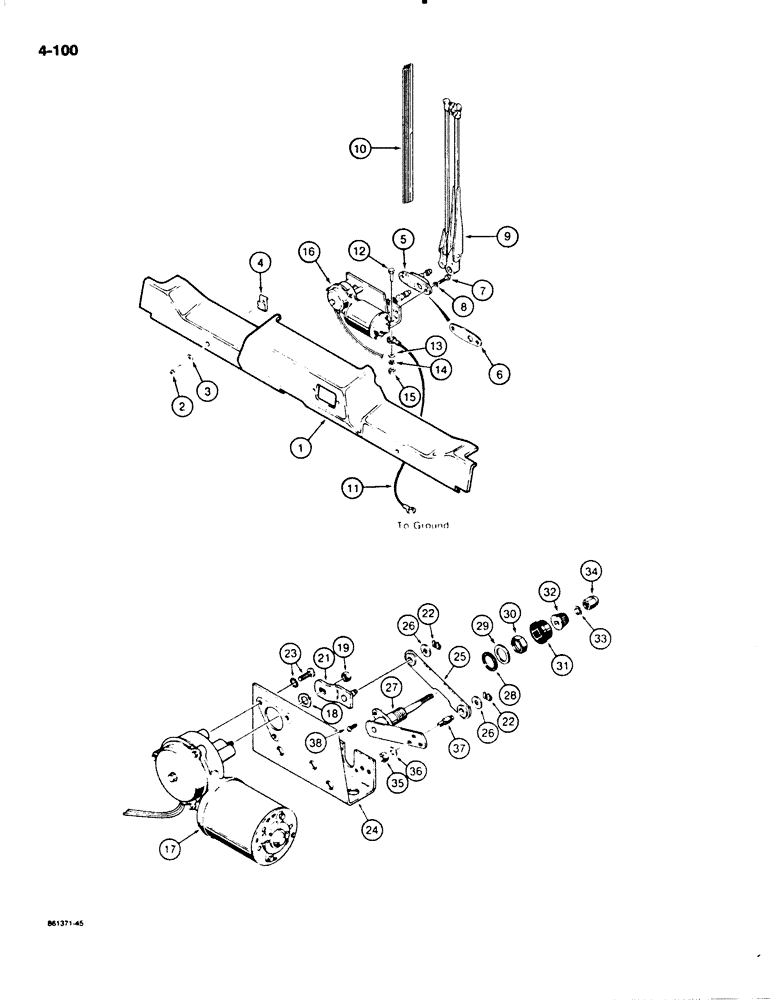 Схема запчастей Case W20C - (4-100) - CAB FRONT WIPERS, USED BEFORE W20C P.I.N. 9155766 (04) - ELECTRICAL SYSTEMS