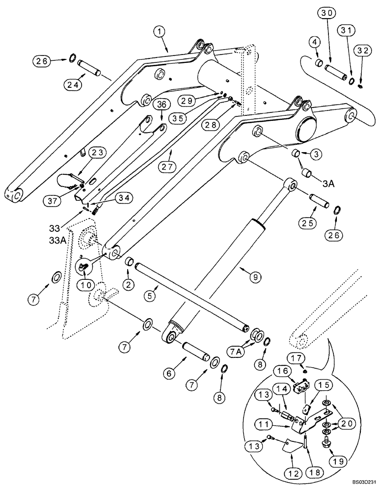 Схема запчастей Case 590SM - (09-04) - FRAME - LOADER LIFT (09) - CHASSIS/ATTACHMENTS