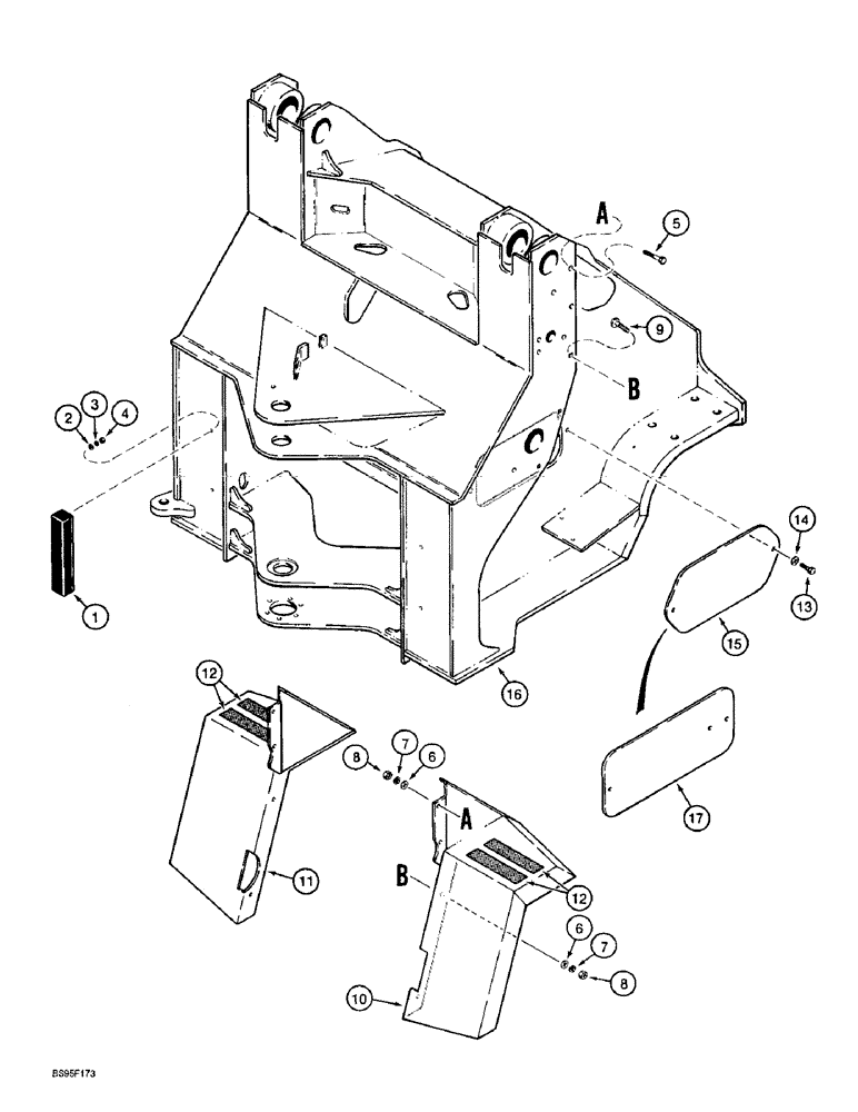 Схема запчастей Case 721B - (9-040) - FRONT FRAME AND FENDERS, Z-BAR LOADER (09) - CHASSIS/ATTACHMENTS